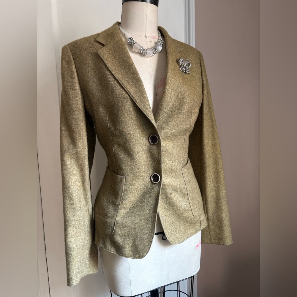 Paul & Shark Made in Italy Cashmere-Blend Blazer Olive Green IT 46